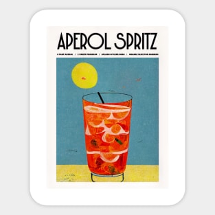 Retro Aperol Spritz Poster Sunshine Homebar, Kitchen Bar Prints, Vintage Drinks, Recipe, Wall Art Sticker